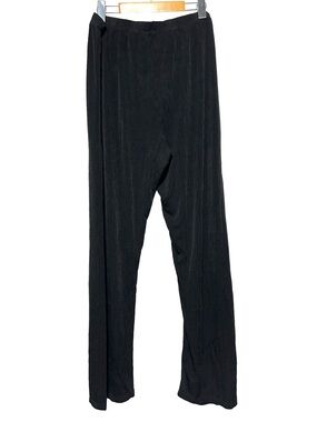 ALLISON DALEY Ribbed Pull On Slim Straight Pants Black 16